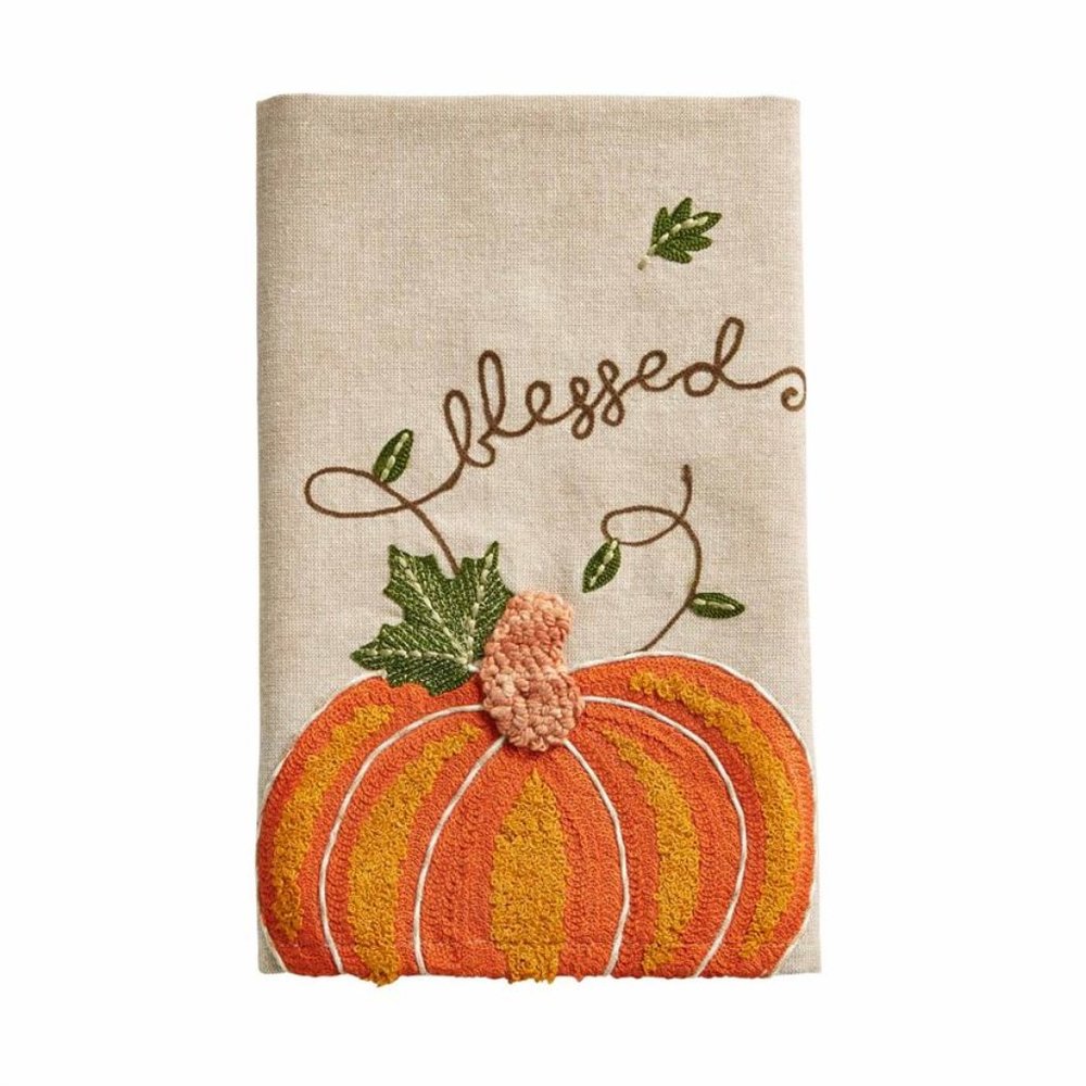 Mud Pie "Blessed" Embroidered Pumpkin Towel